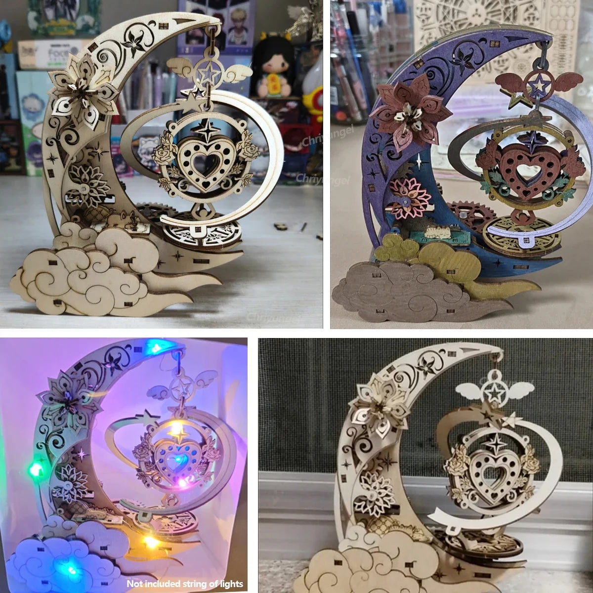 Moon & Star Music Box Wooden Puzzle — open display view