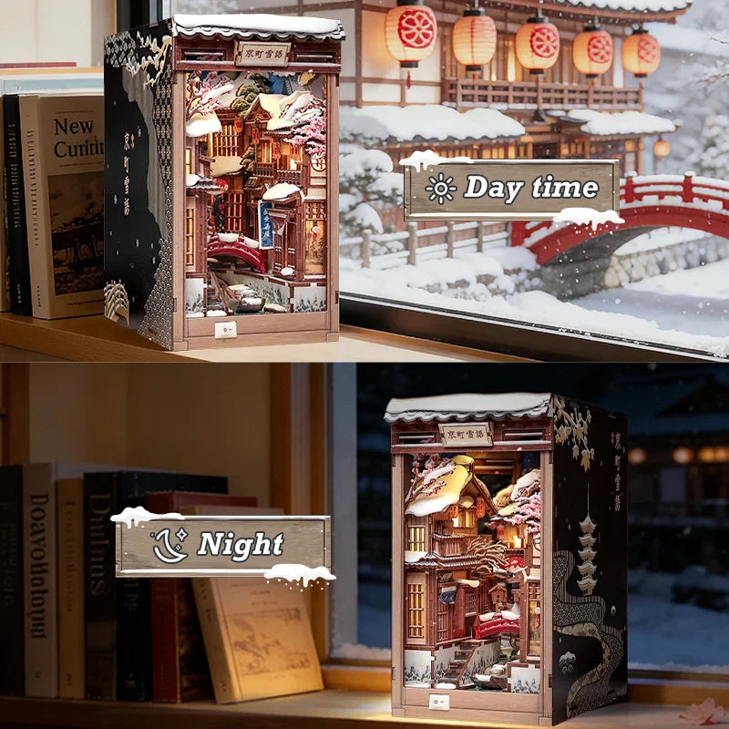Kyoto Snow Whisper DIY Book Nook Kit — detalied side view