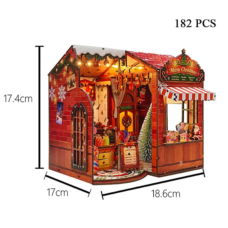 Christmas Candy House DIY Miniature House Kit — scene view