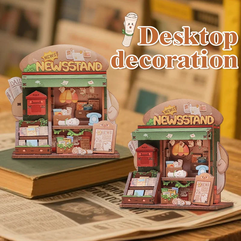 Newsstand DIY Miniature House Kit — detalied side view