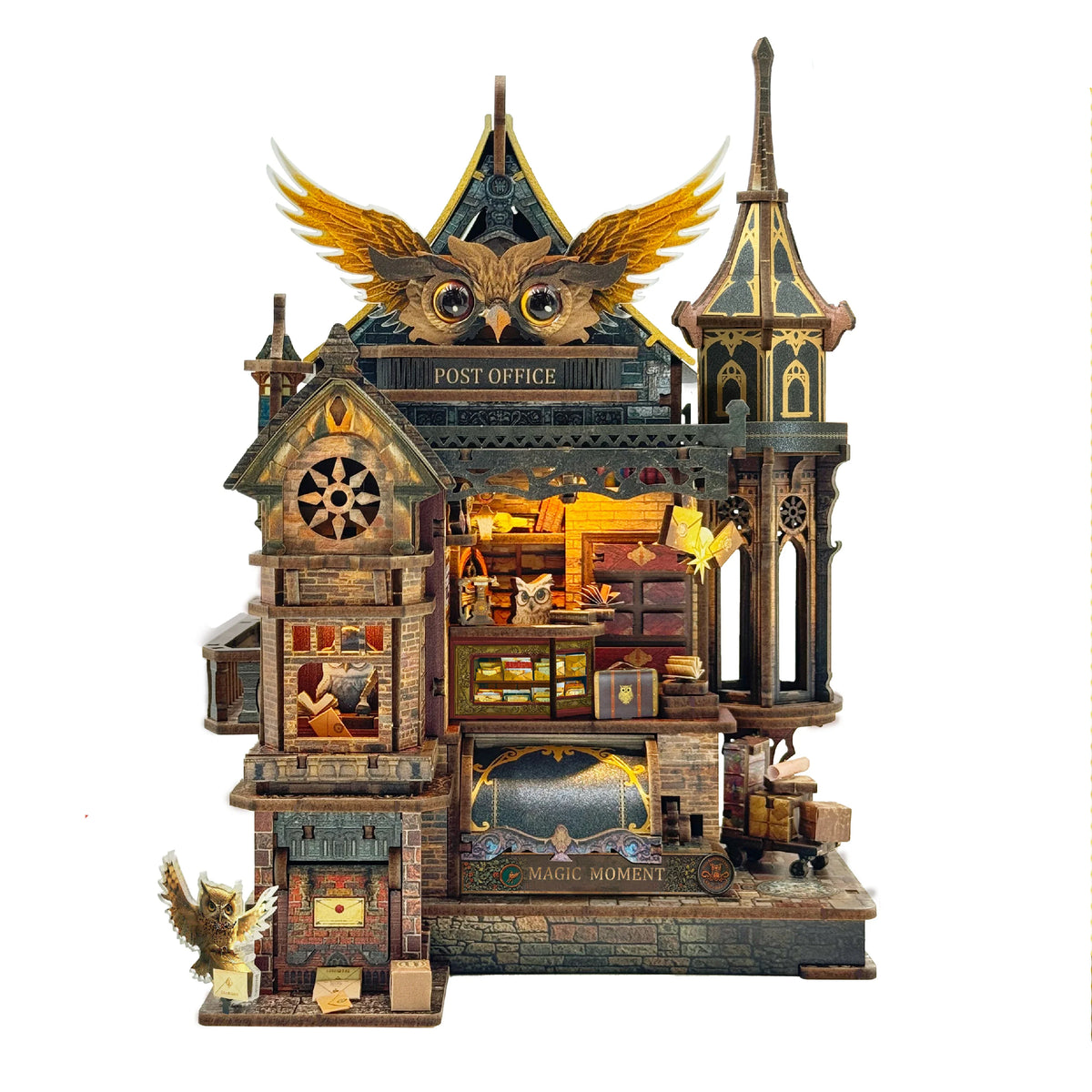 Owl Post Office DIY Miniature House Kit — box and pieces