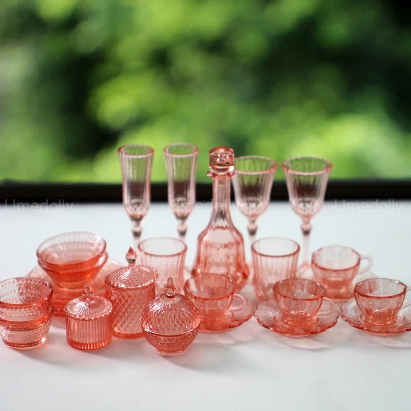 Dollhouse Glassware Set 1:6 — front angle