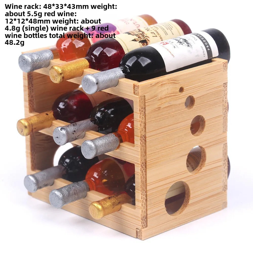 Dollhouse Bamboo Wine Rack 1:6 — front angle