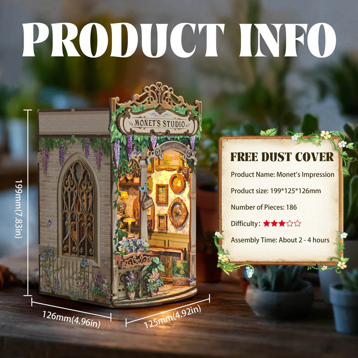 Monets Studio Shelf DIY Book Nook Kit — scene view