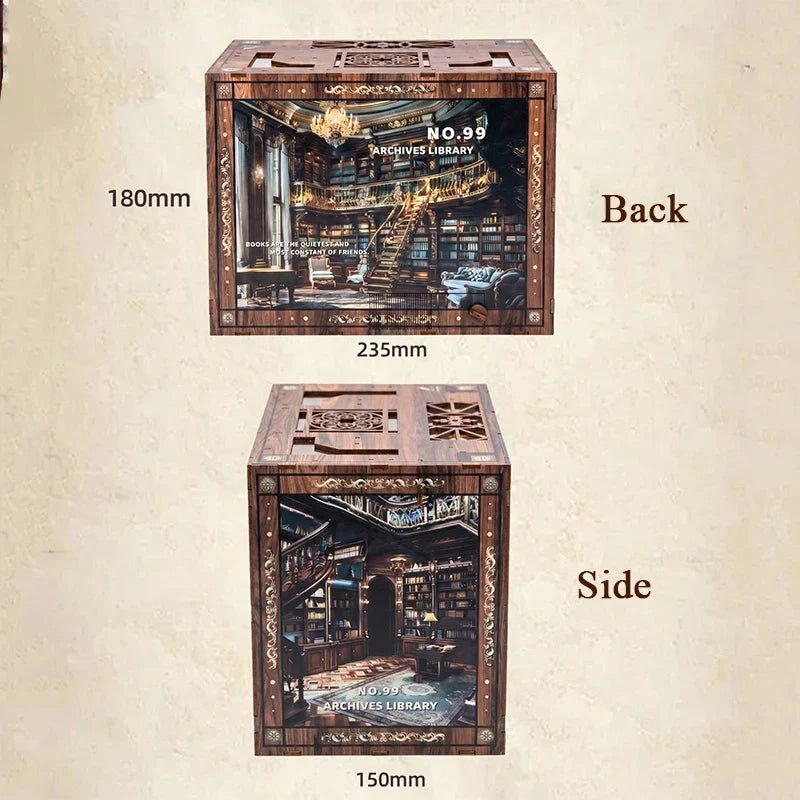 No.99 Archive Library DIY Book Nook Kit with LED Light — scene view