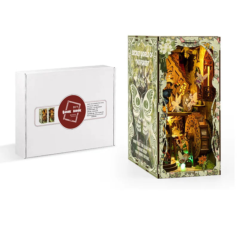Secret Forest DIY Book Nook Kit — box and pieces