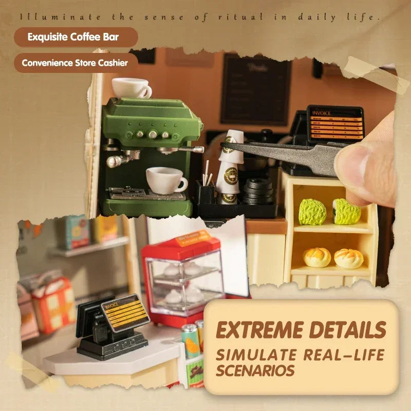 Store Bedroom Kitchen DIY Miniature House Kit — open display view