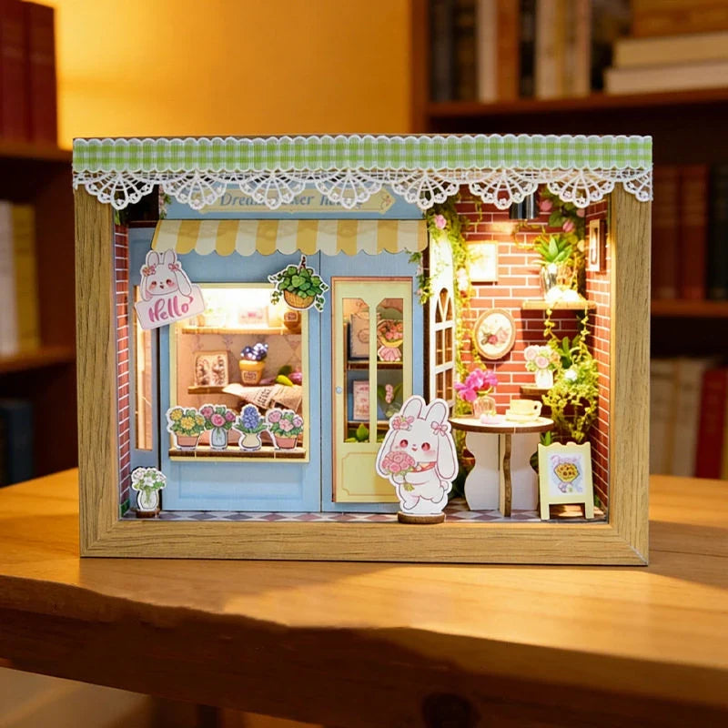 Dessert Store DIY Miniature House Kit — angled close-up