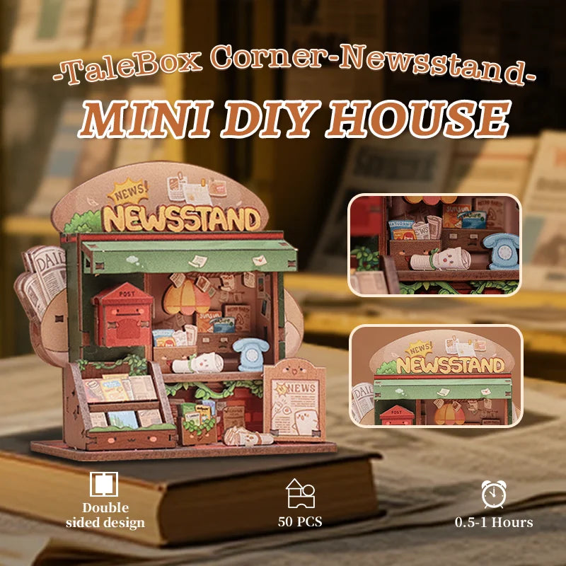 Newsstand DIY Miniature House Kit — angled close-up