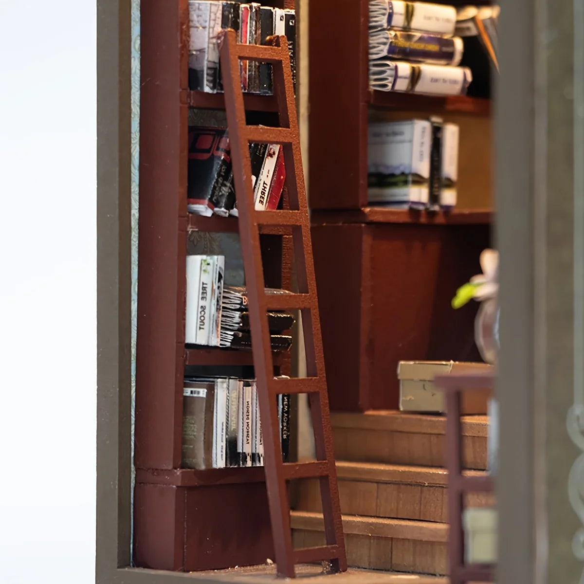 Library DIY Miniature House Kit — angled close-up