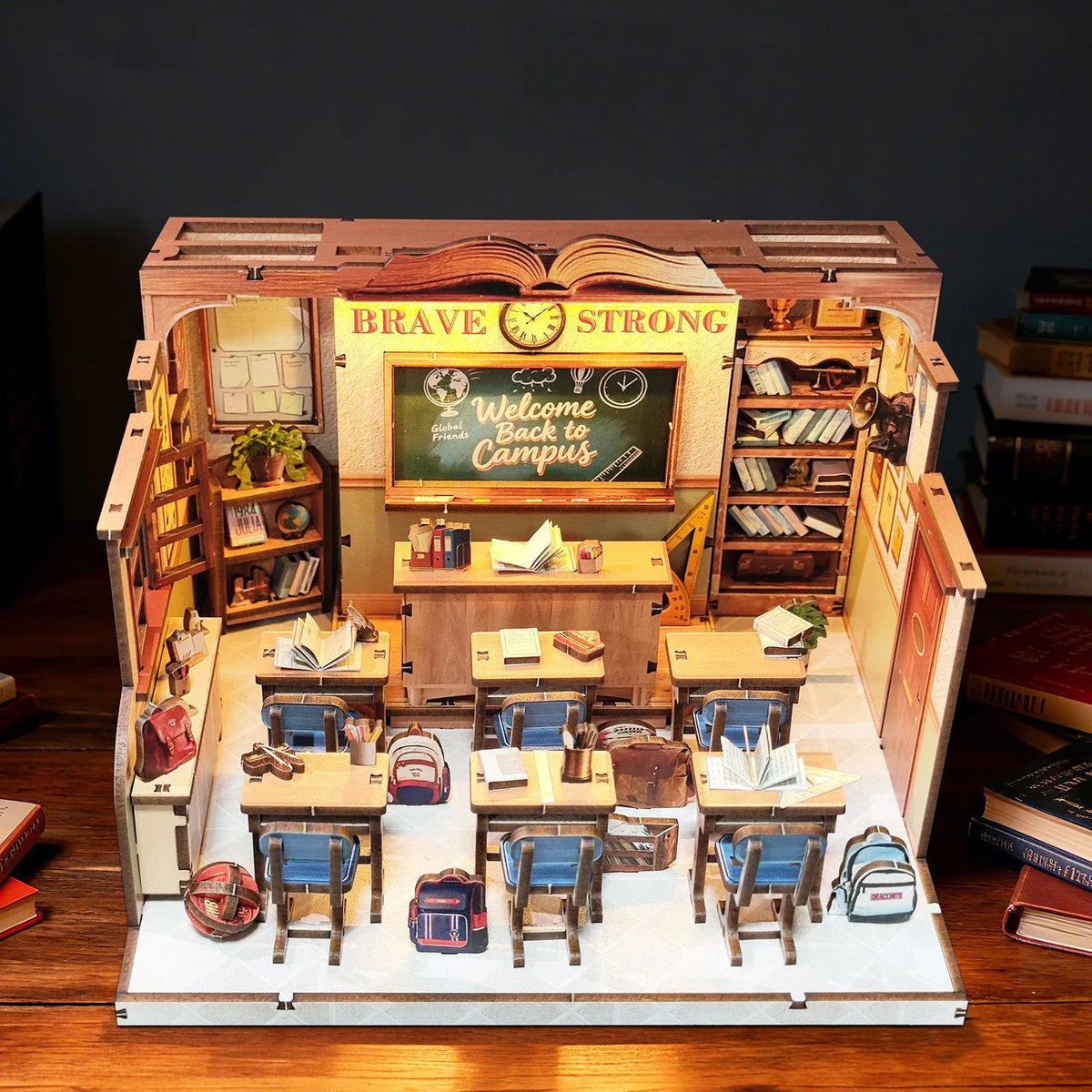 The Classroom DIY Miniature House Kit — detalied side view