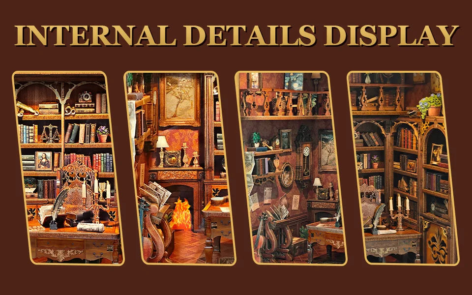 Time Figurines Miniatures Handmade Xmas Crafts DIY Book Nook Kit — detalied side view