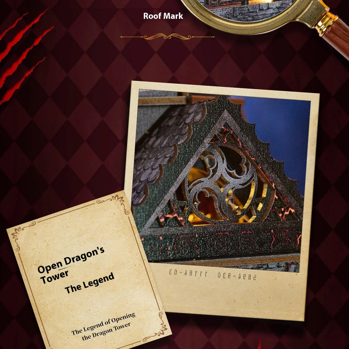 Spire Of The Wyrm DIY Book Nook Kit — box and pieces