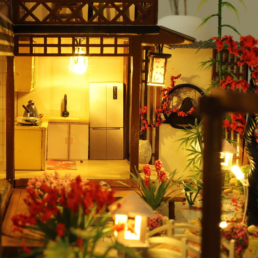 Spring Hours Japanese DIY Miniature House Kit — open display view