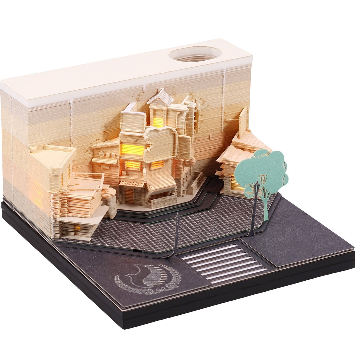 Street Corner Omoshiroi 3D Notepad — box and pieces