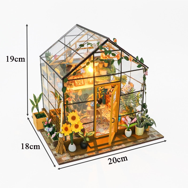 Sunshine Flower DIY Miniature House Kit — detalied side view