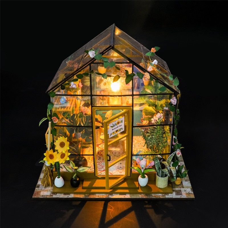 Sunshine Flower DIY Miniature House Kit — open display view