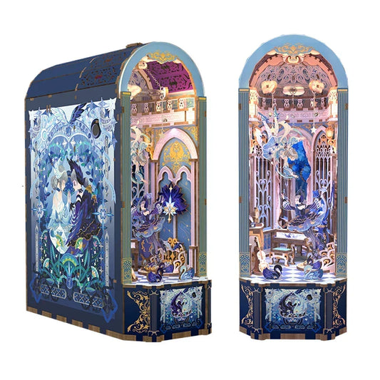 Swan Dream DIY Wooden Book Nook — detalied side view