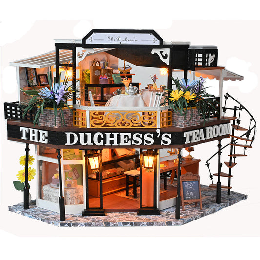 The Duchesss Tea Room DIY Dollhouse Kit — detalied side view