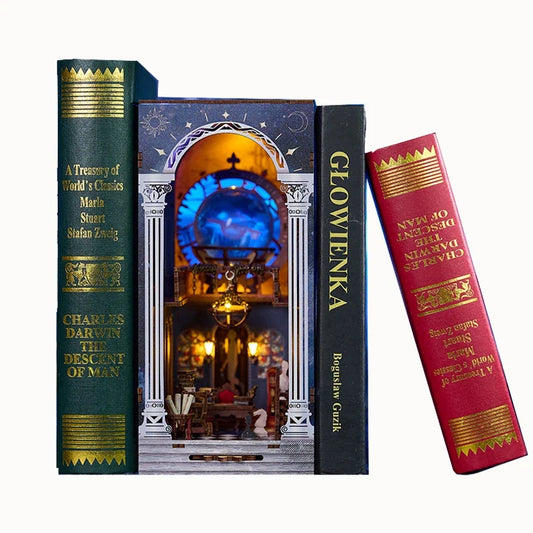 The Secret Scroll Of The Galaxy DIY Wooden Book Nook Kit — detalied side view