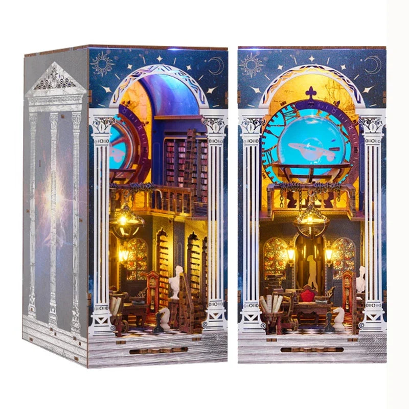 The Secret Scroll Of The Galaxy DIY Wooden Book Nook Kit — box and pieces