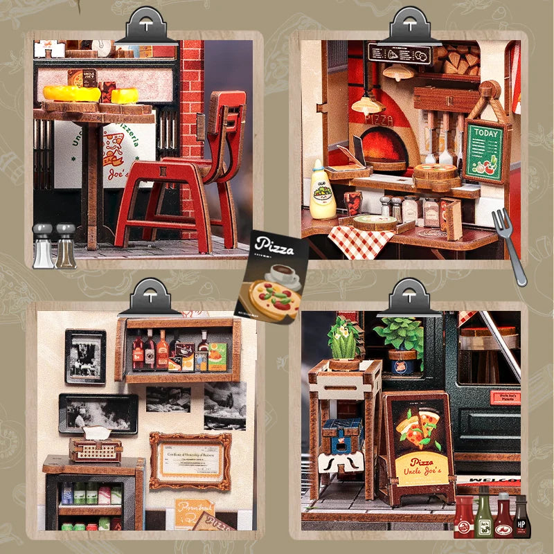 Uncle Joe's Pizzeria DIY Book Nook Kit — open display view