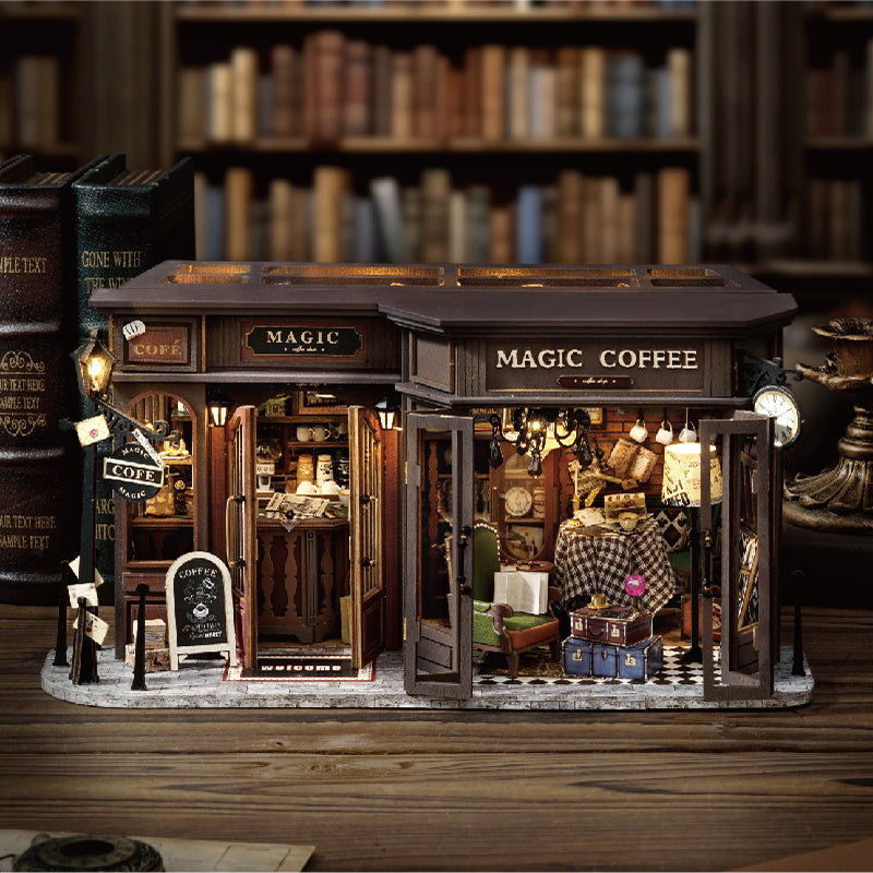 Vintage Coffee Shop DIY Dollhouse Kit — front angle
