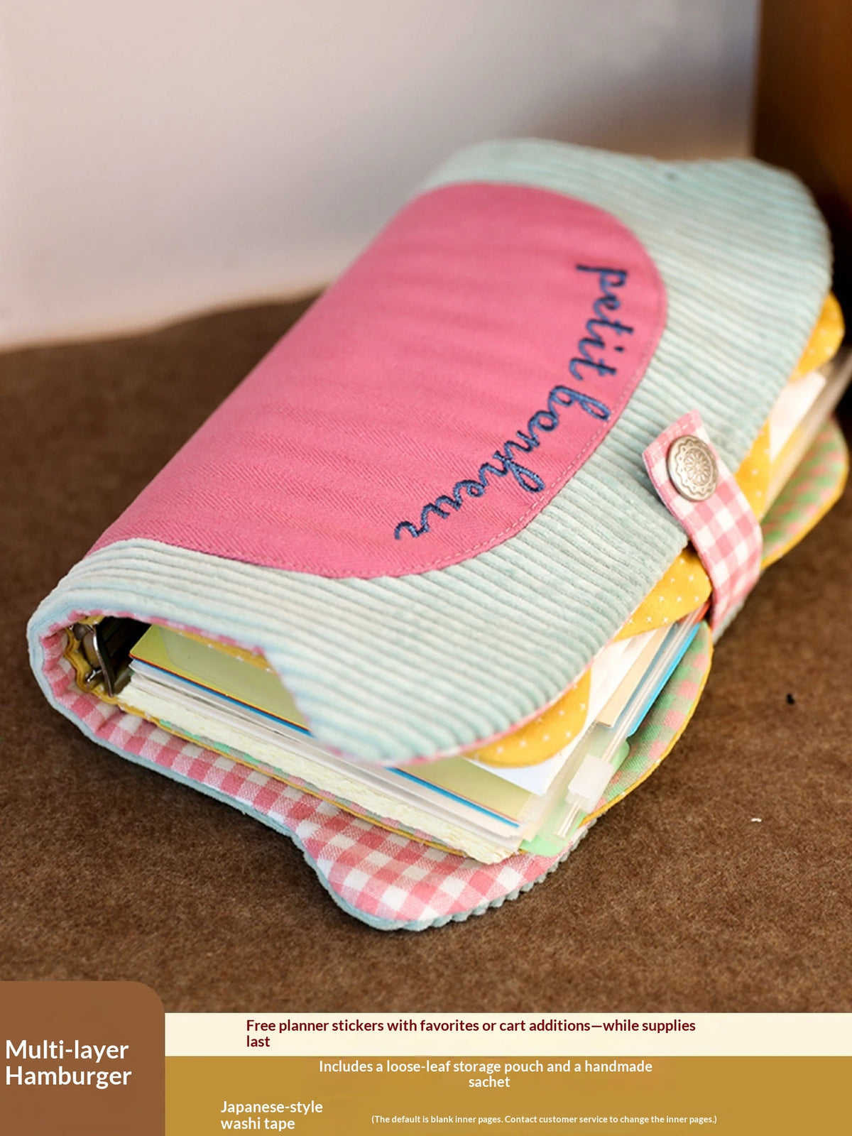 Cute Burger Fabric Journal | Refillable A6 Notebook