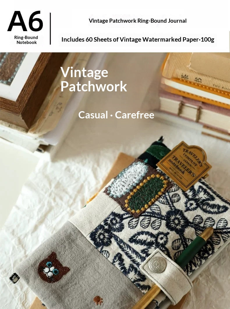Patchwork A6 Binder Journal | Travel Diary Refillable