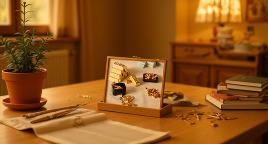 How it looks in real life: a cozy afternoon desk with a cross stitch project