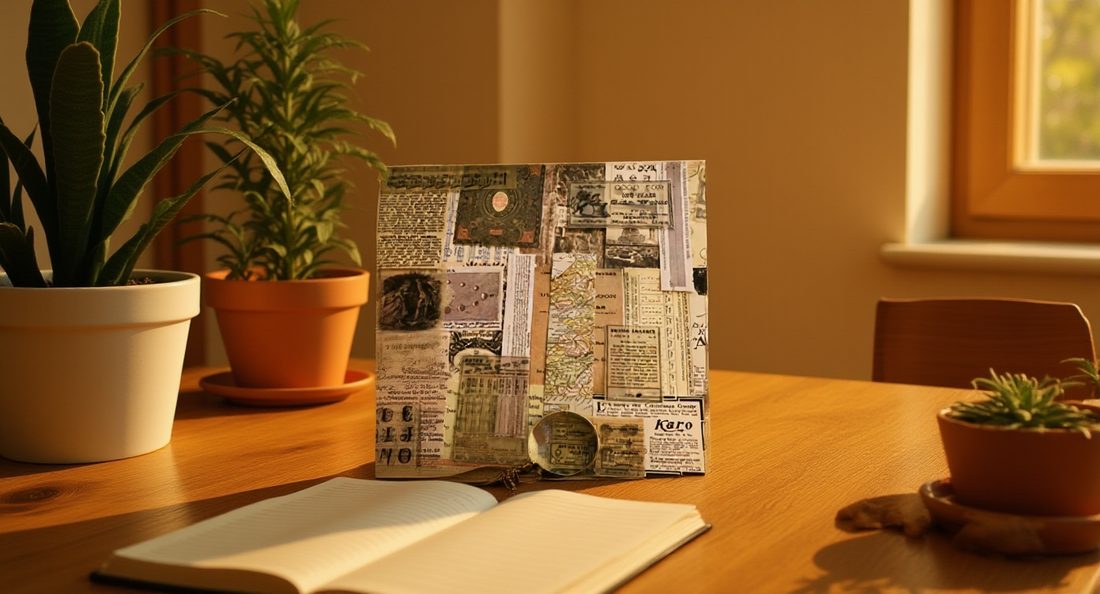 How it looks in real life: a cozy desk with an open junk journal