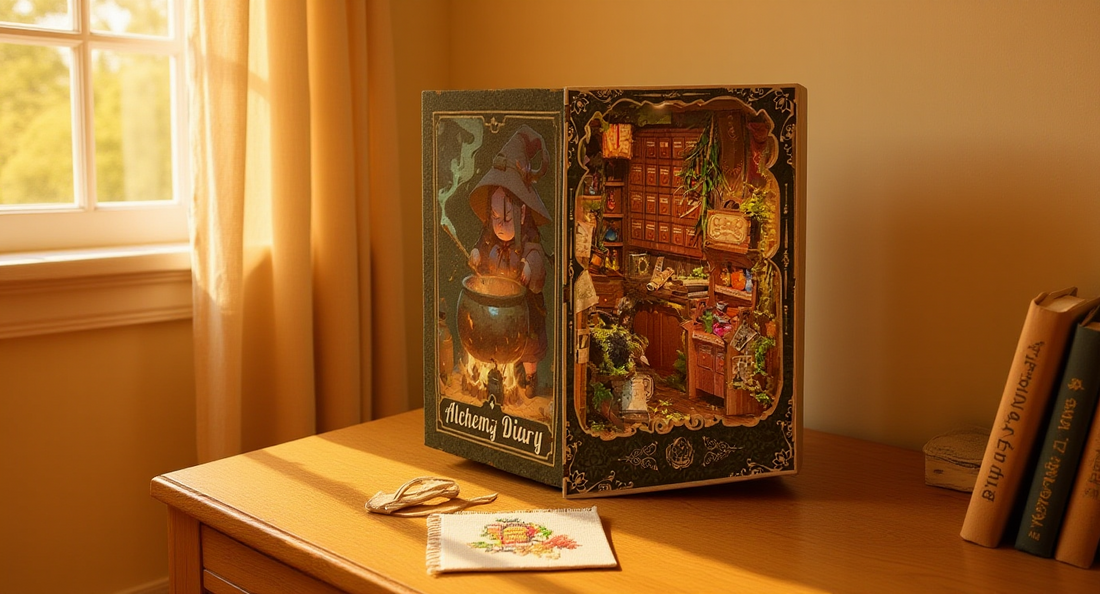 How it looks in real life: a cozy bright corner with a needlepoint project