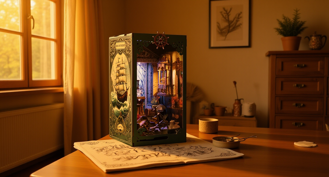 How it looks in real life: a cozy craft corner with a punch needle project