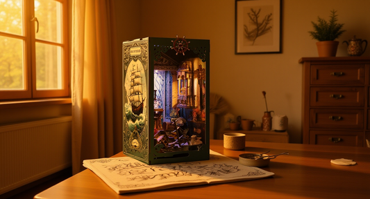 How it looks in real life: a cozy craft corner with a punch needle project