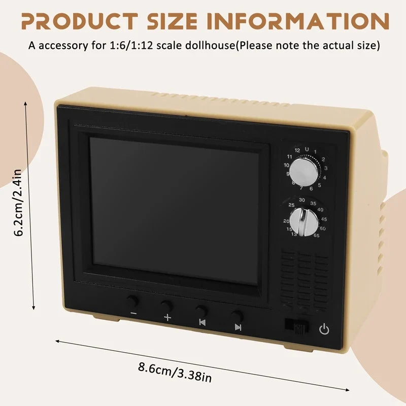 Retro Miniature TV – Playable 1:12 Scale Dollhouse Decor — scene view