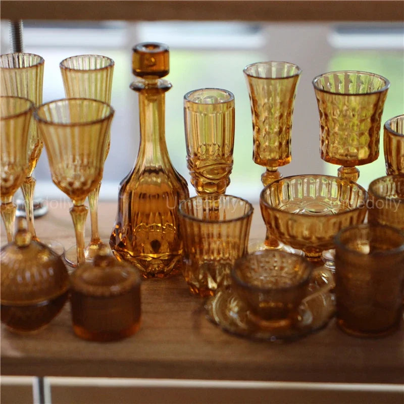 Dollhouse Glassware Set 1:6 — angled close-up