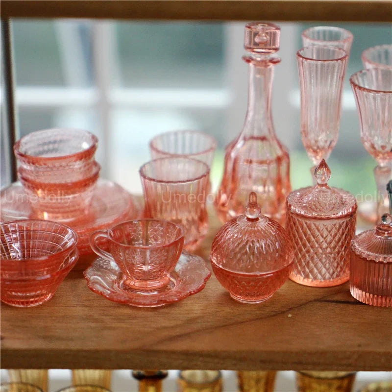Dollhouse Glassware Set 1:6 — box and pieces
