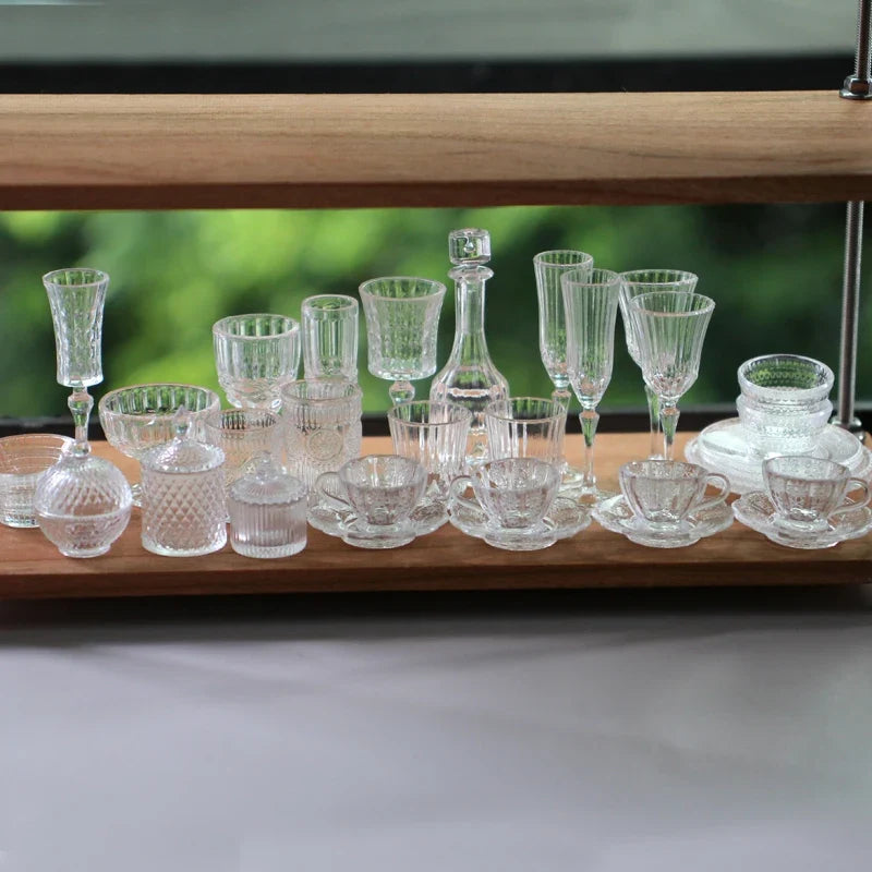 Dollhouse Glassware Set 1:6 — box and pieces