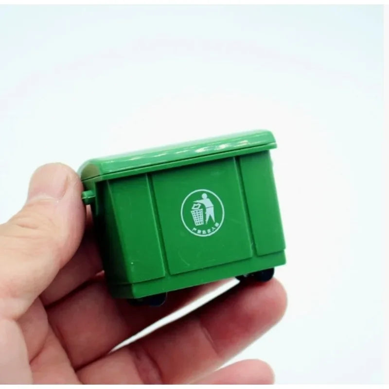 1:6 Scale Garbage Bin with Wheels & Lid — open display view