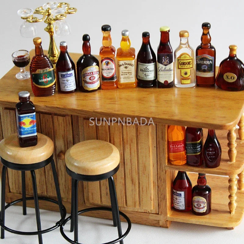 Scale Wine Whisky Bottle Bjd DIY Miniature House Kit — detalied side view
