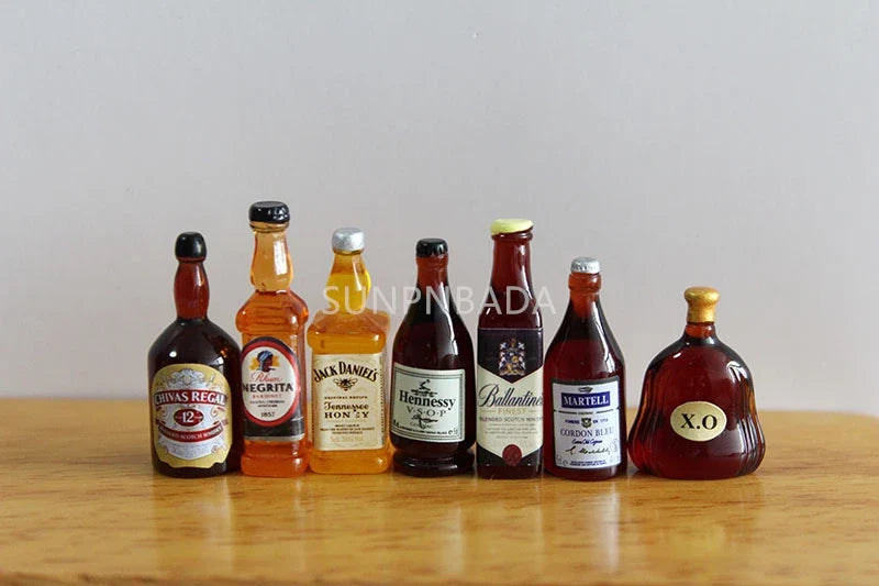 Scale Wine Whisky Bottle Bjd DIY Miniature House Kit — box and pieces