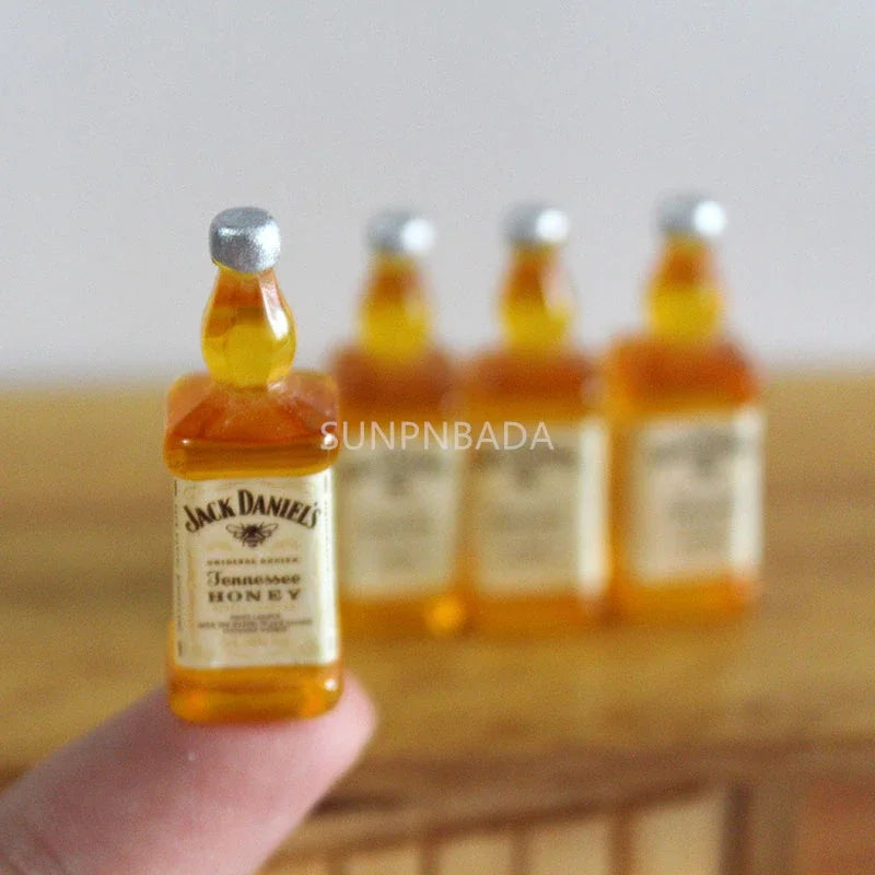 Scale Wine Whisky Bottle Bjd DIY Miniature House Kit — detalied side view