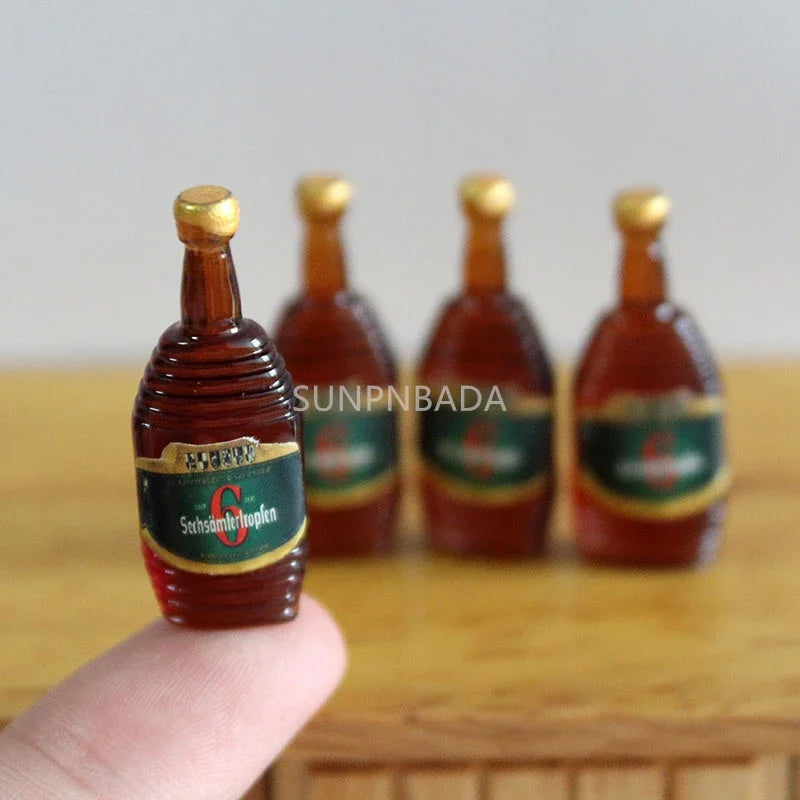 Scale Wine Whisky Bottle Bjd DIY Miniature House Kit — open display view