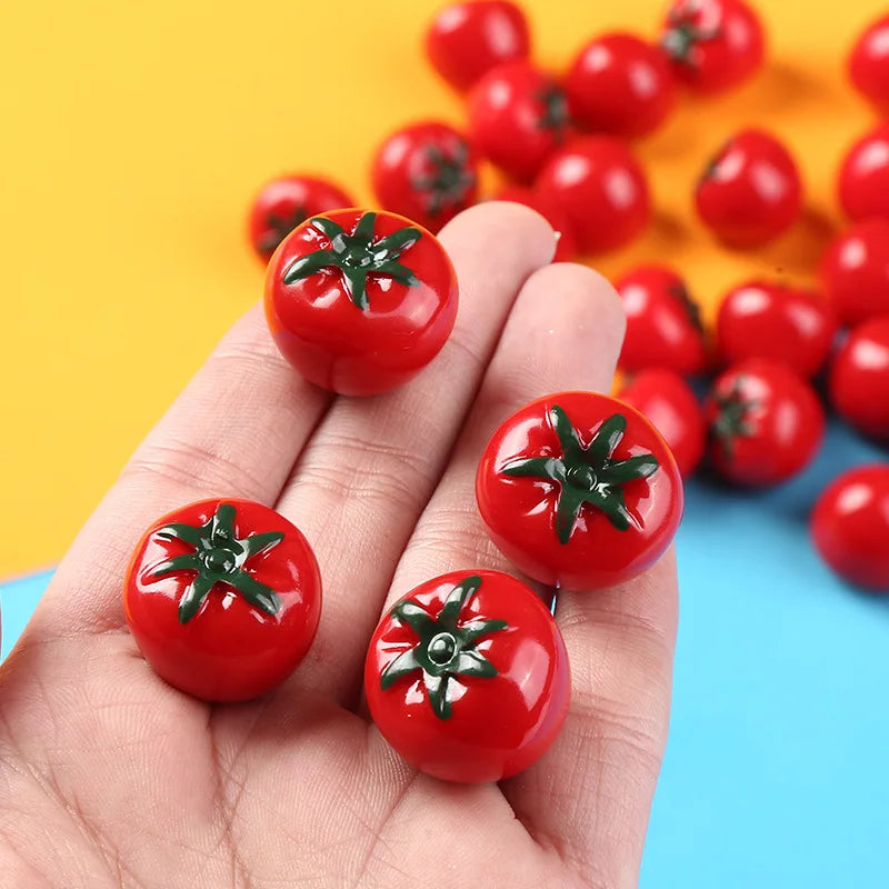 Mini Tomato Resin Charms Set — angled close-up