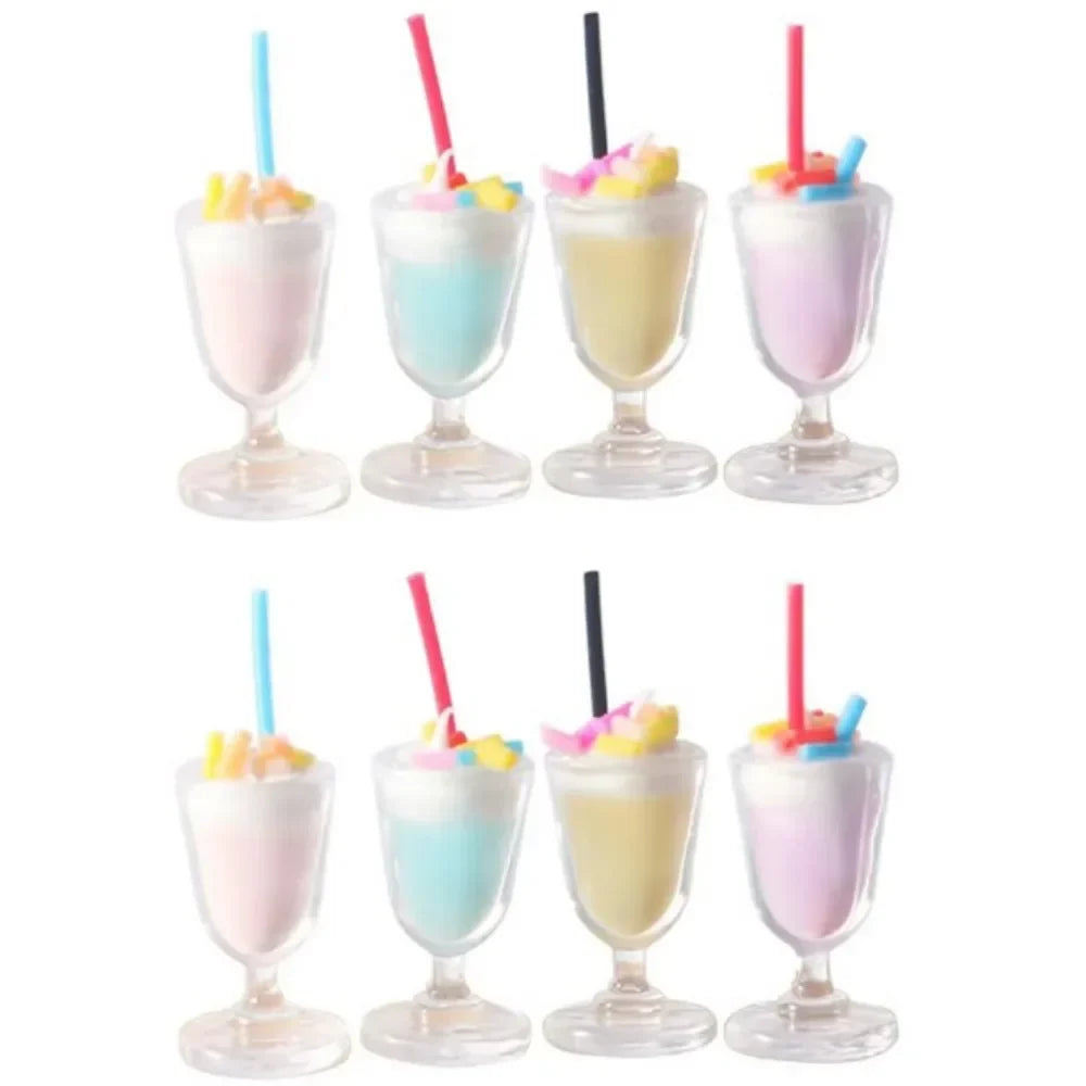 8pcs Mini Ice Cream Cups for Dollhouse Decor — open display view