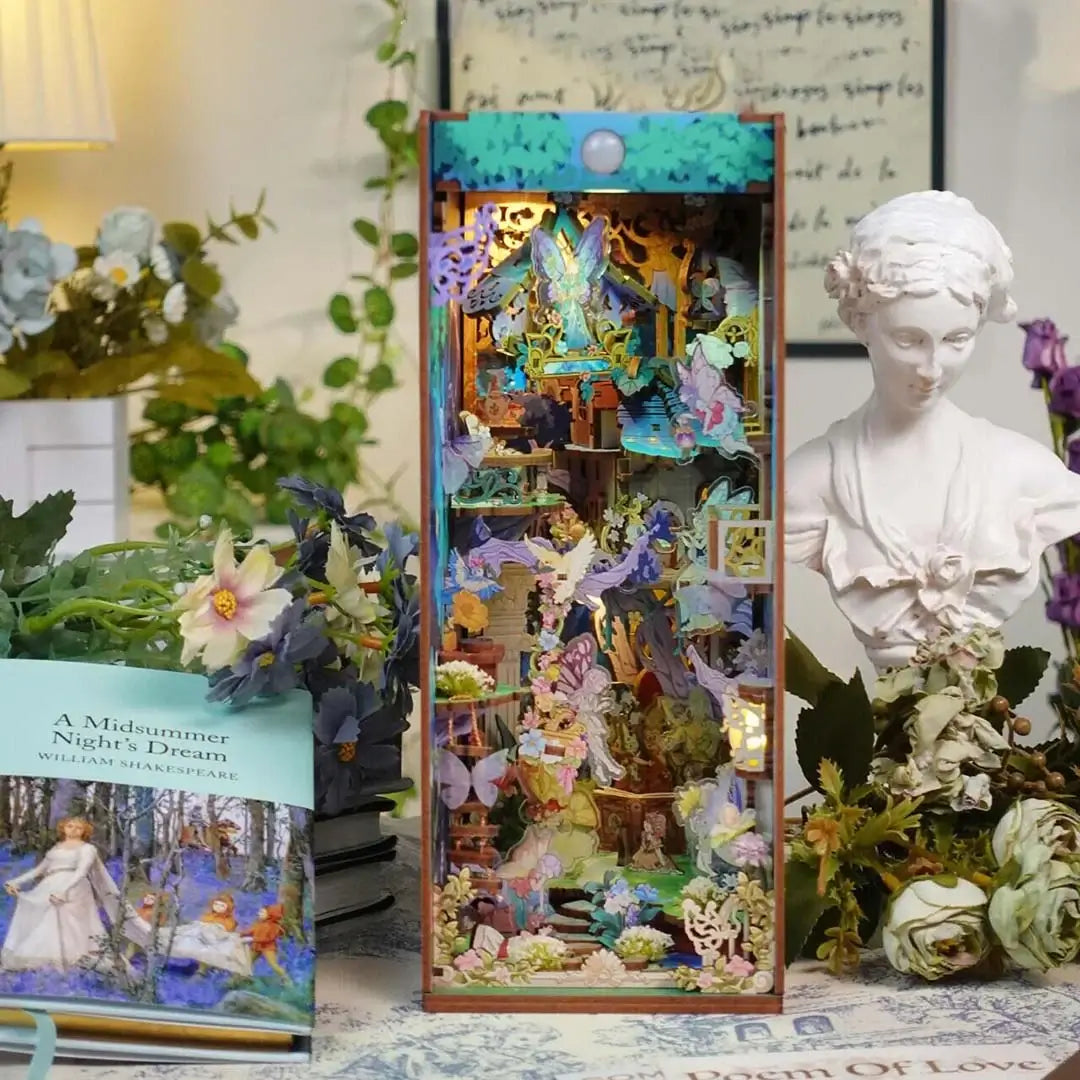 A Midsummer Nights Dream DIY Book Nook Kit — detalied side view