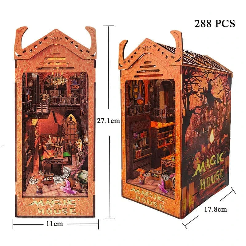 Academy Of Magic DIY Book Nook Kit — box and pieces
