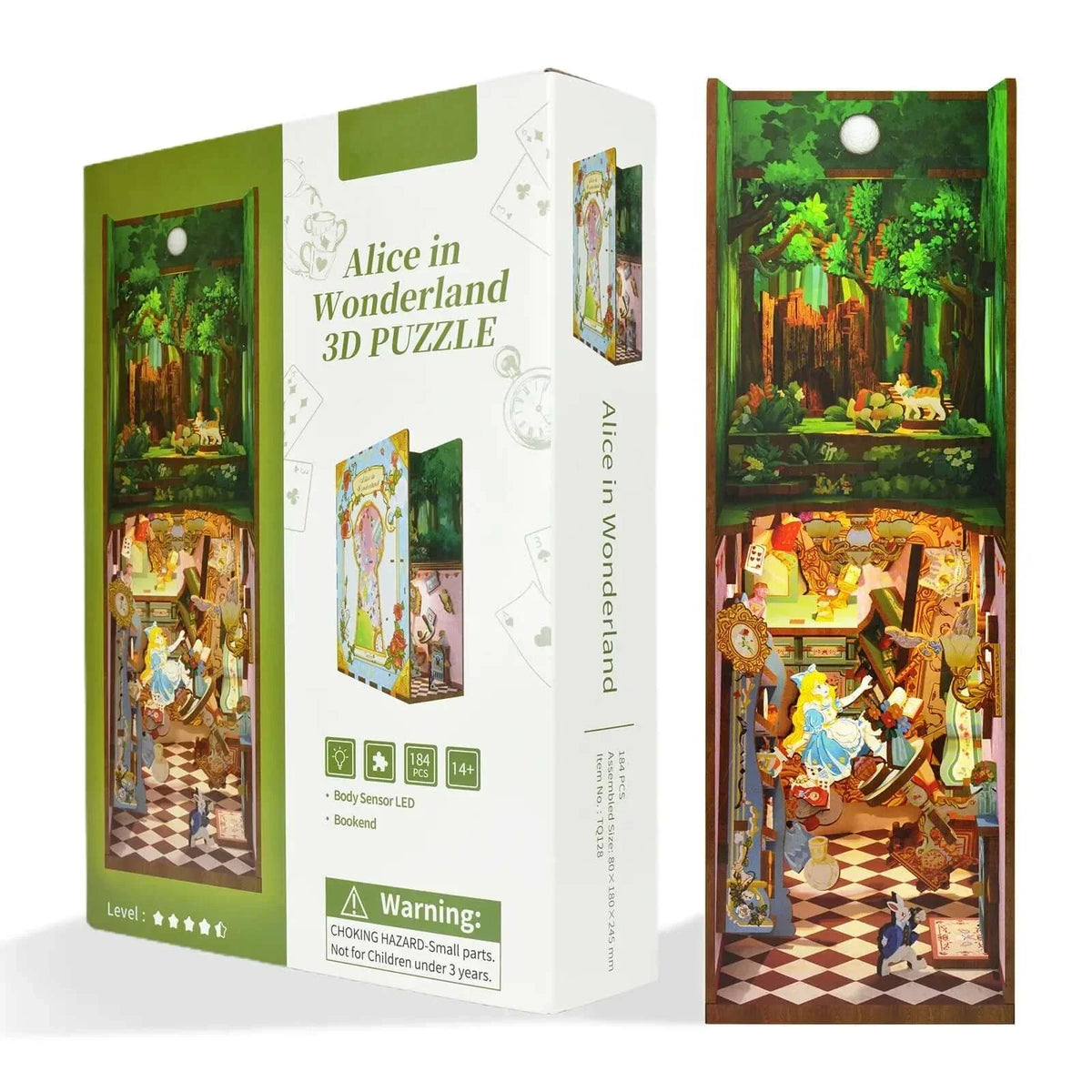 Aliece In Wonderland DIY Book Nook Kit — detalied side view