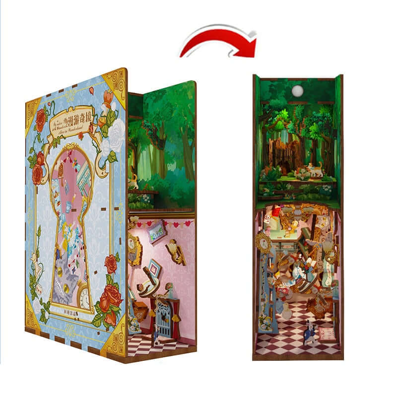 Aliece In Wonderland DIY Book Nook Kit — angled close-up