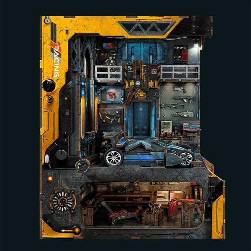 Automobile Workshop DIY Book Nook Kit — box and pieces